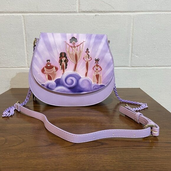 Loungefly Disney Hercules Muses Clouds Crossbody Bag 2022 Unisex Purple Vacation - Picture 2 of 16